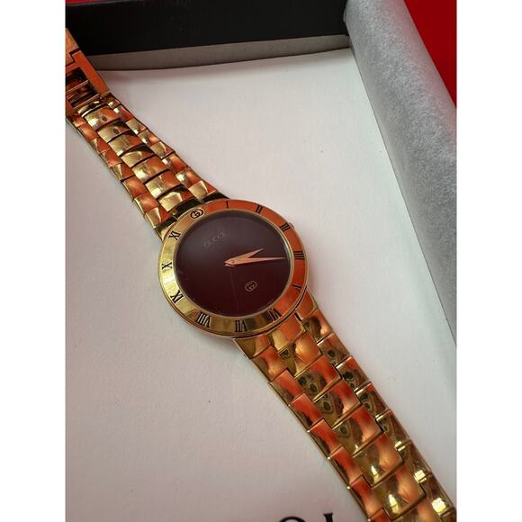 Gucci 3300M Swiss Made Gold Plate Pulp Fiction Winston Wolf Watch New Battery - Picture 13 of 16